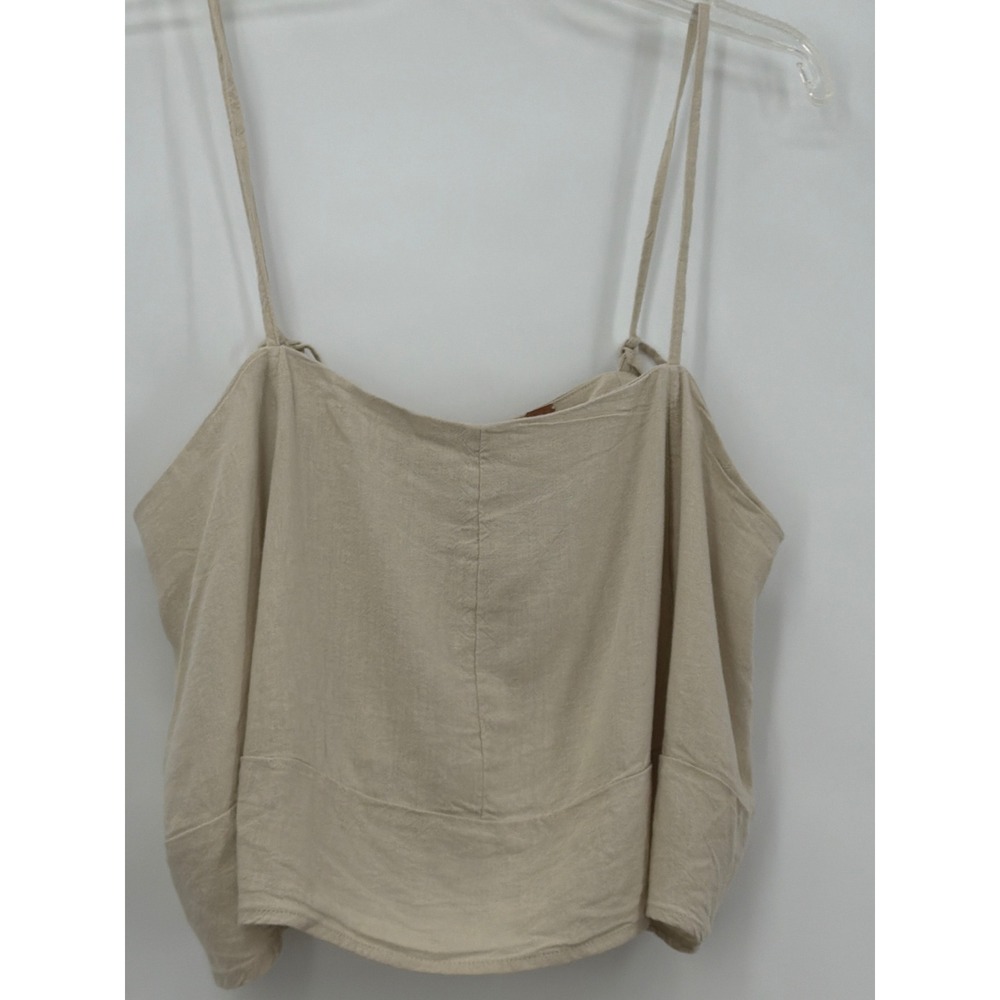 Free People‎ Stone Cold Cami Top Beige Linen Blend Keyhole Back OB1777263 NEW